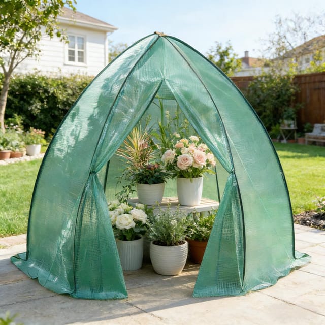 Tipi-gewächshaus Für Den Garten, 240 X 200 X 240 Cm, Stahl Und Pe, Grün, Redom