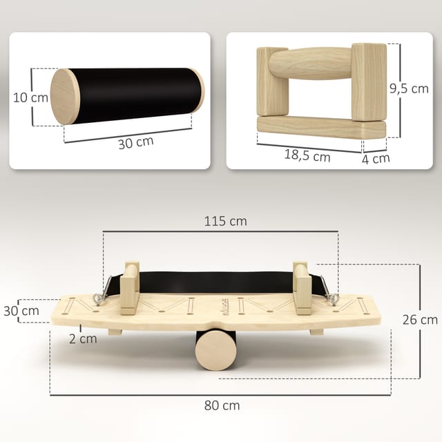 Parallettes Aus Holz Für Liegestütze Mit Widerstandsbändern, 8 Lochpaare, 80 X 30 X 26 Cm