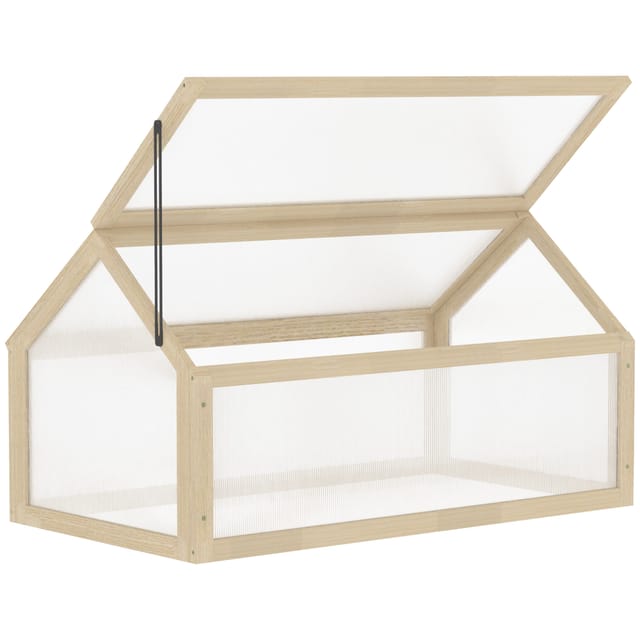 Redom Mini-gewächshaus Aus Holz, 90 X 52 X 49,5 Cm, Mit Transparentem Deckel, Natur