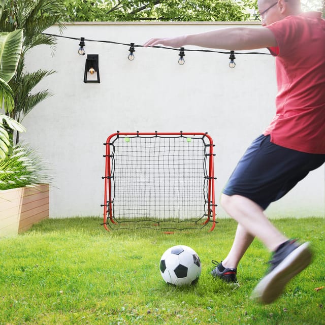Fußball-rebounder, 5-fach Verstellbar, Roter Stahlrahmen, 100 X 95 X 90 Cm