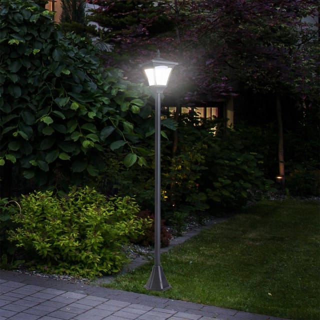 Redom Solar-gartenlaterne Mit Led, Schwarz, 15 X 15 X 120 Cm, Retro-stil Für Wege