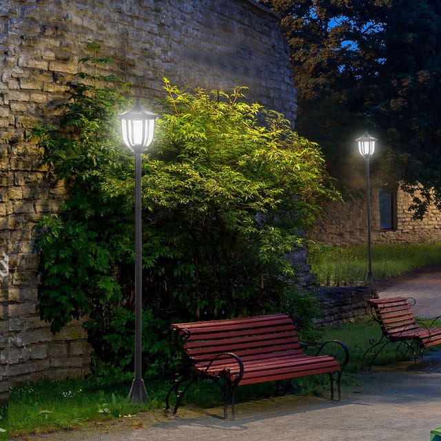Solar-led-gartenlaterne, Schwarz, 177 Cm, Ø 26,5 Cm, 30/60 Lumen
