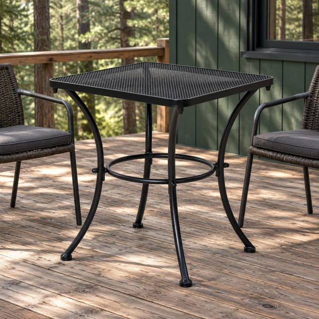 Redom Schwarzer Garten-beistelltisch Aus Metall, 45 X 45 X 50 Cm, Für Terrasse Und Balkon