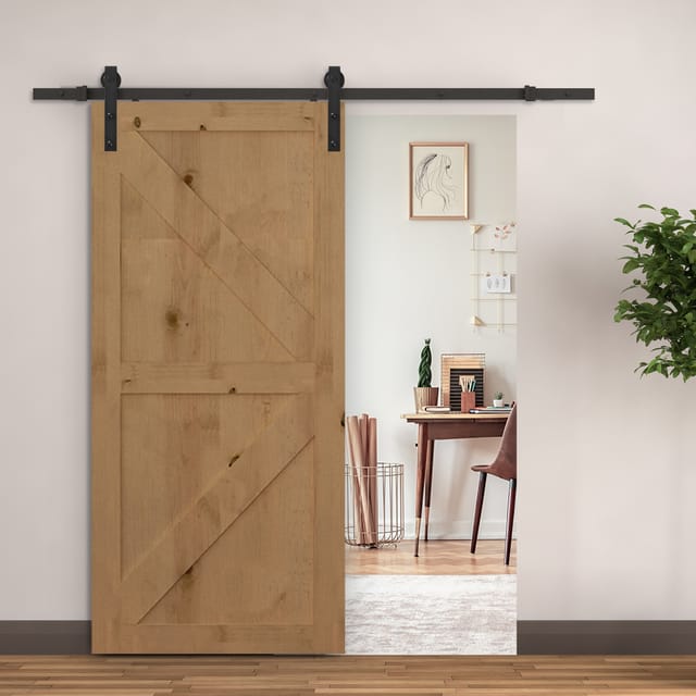 Redom Schiebetür-beschlagset, 200 Cm, Schwarzer Stahl, Für Holztüren