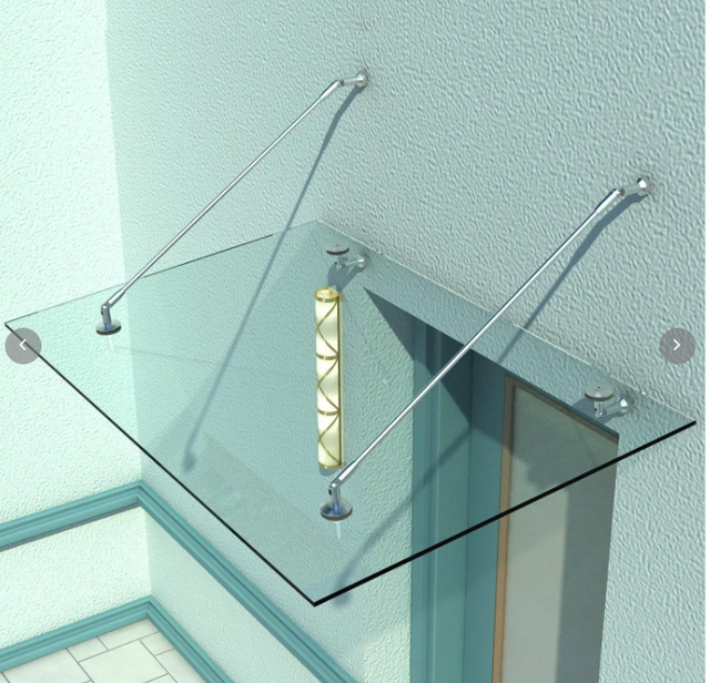 Türvordach Aus Klarem Sicherheitsglas, 150 X 90 Cm, Mit Halterungen Aus Edelstahl 304