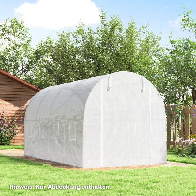 Gewächshausfolie 4 X 2 M Aus Weißem Polyethylen, Wasserdicht, Tür, 8 Fenster, Uv-schutz