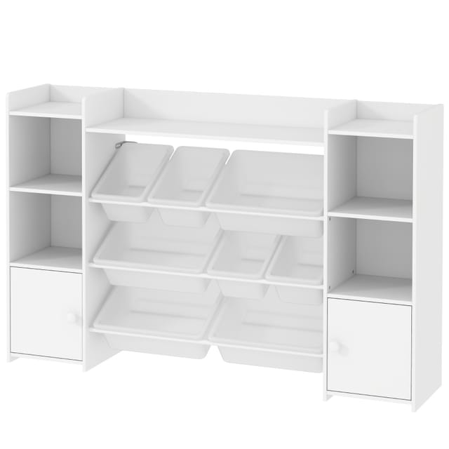 Kinderregal Mit 8 Herausnehmbaren Boxen, 140 X 30 X 90 Cm, Weiß, Redom