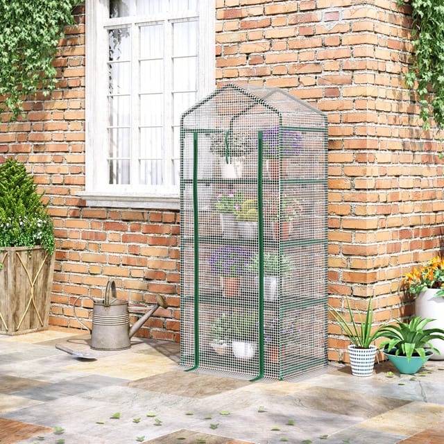 Weißes Foliengewächshaus 70 X 50 X 160 Cm Mit 4 Regalen, Stahlgestell, Pvc-folie