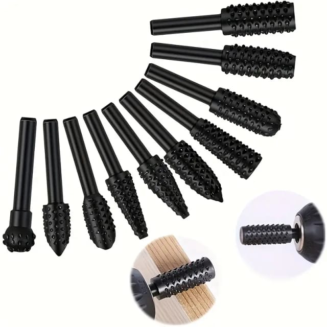 Lot De Dix Fraises Rotatives De Six Millimetres Pour Sculpture Sur Bois Accessoires De Toupie Pour Gravure Defonceuse Et Travaux D Ebénisterie Creatifs