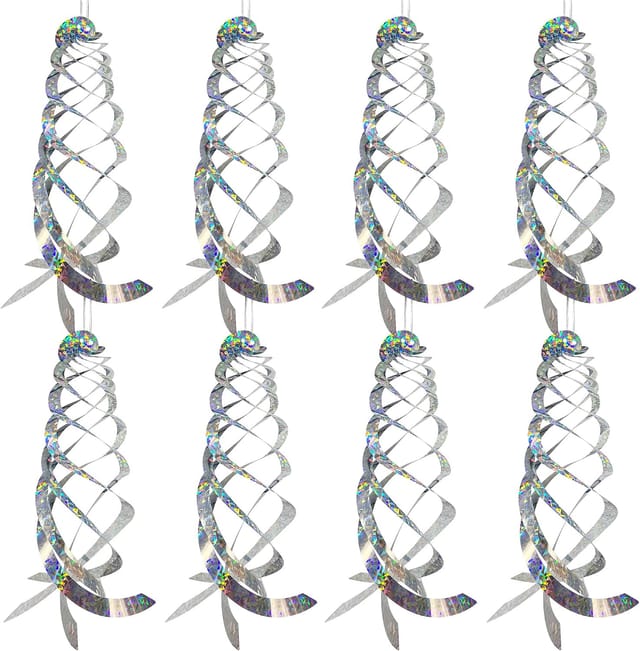 Lot De Huit Réflecteurs Spirales Suspendus Quinze Virgule Huit Pouces Pour Jardin Décoration Pour Éloigner Les Oiseaux De La Piscine