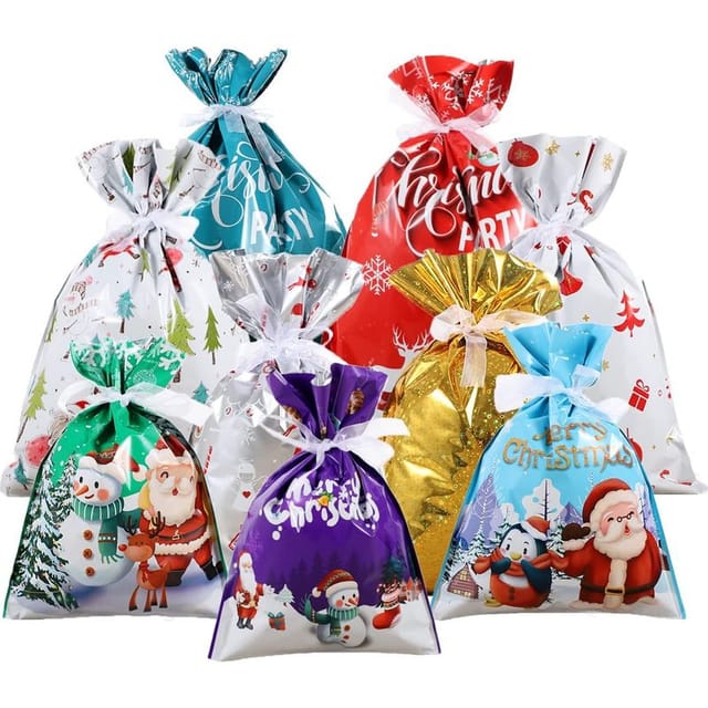 Fliti Wiederverwendbare Weihnachtsgeschenktüten – 45er-pack Festliche Kraftpapiertüten Mit Integrierten Bändern, Große Größe, Ideal Zum Verpacken Von Geschenken