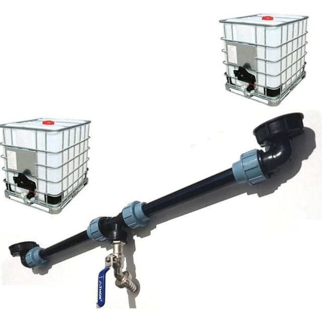 Fliti Ibc-anschlussset – 2 X 0,5 M Pe-rohre + 20 Mm Hahn + 6 X S60-verschlussstopfen