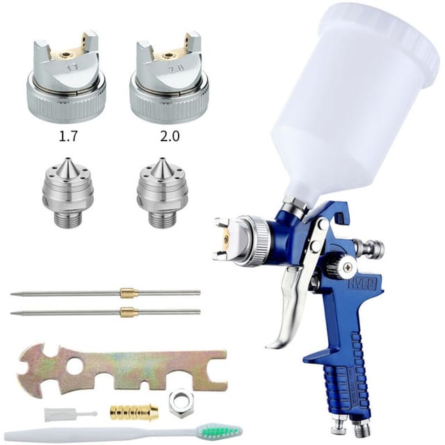 Fliti Professional Hvlp-farbspritzgerät Mit 600 Ml Schwerkraftbehälter, Austauschbaren 1,7 Mm Und 2,0 Mm Düsen Für Präzise Oberflächen