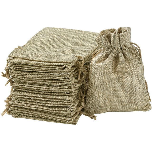 Fliti Geschenktüten Aus Naturleinen – 100er-packung, 13,5 X 9,5 Cm Mit Kordelzugverschluss Für Schmuck, Schlüssel Oder Süßigkeiten
