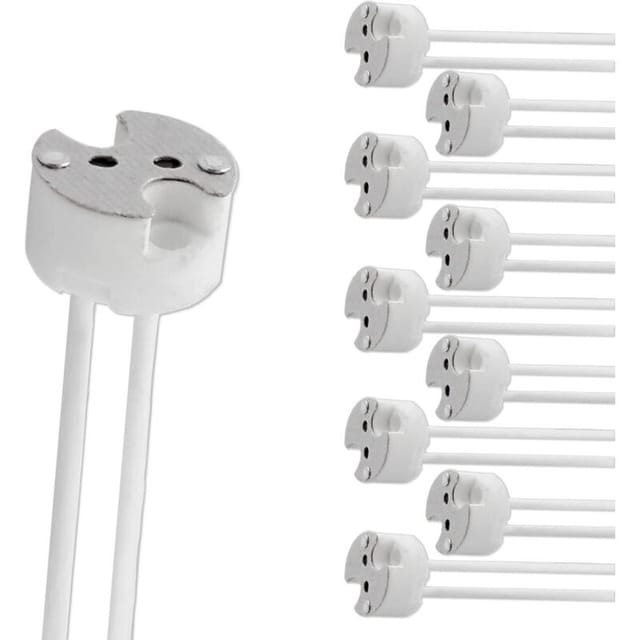 Fliti Gu5.3-fassung Mit Silikonkabel, 12–250 V, 2 A / 100 W, Mr16-keramiksockel, Kompatibel Mit Led/halogen G4/g6.35, 10er-packung