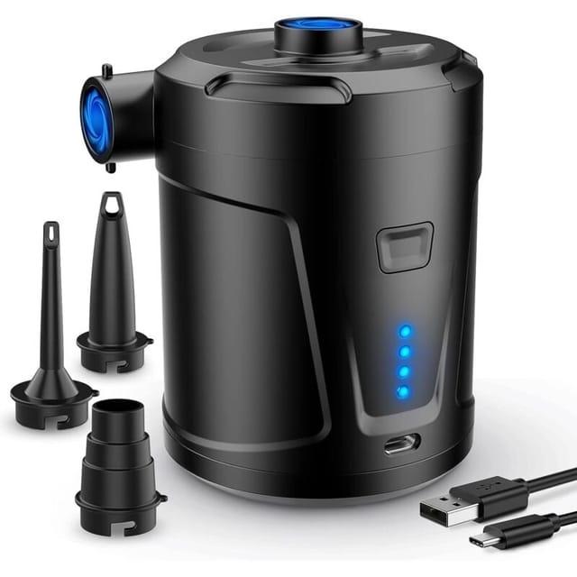Fliti Elektrische Luftpumpe Für Luftmatratzen Und Schlauchboote – 3 Düsen Inklusive, Schnelles Und Leises Aufpumpen