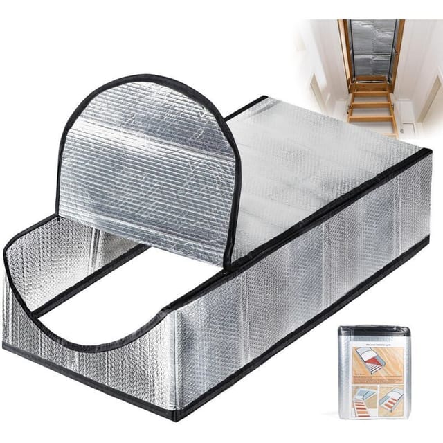 Fliti Wärmedämmung Für Treppen Und Dachbodenluken – Doppelseitige Aluminiumplatte Mit Reißverschluss, 120 × 60 Cm