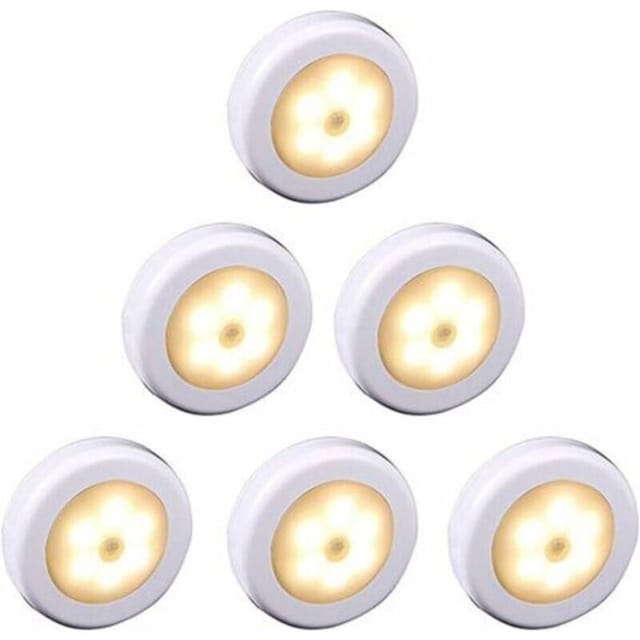 Fliti Kabellose Led-lampe Mit Bewegungsmelder – 6 Stück, Warmweiß 3000k, 3m Selbstklebebefestigung, Ideal Für Schränke Und Flure