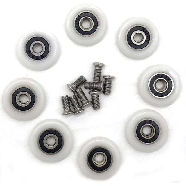 Fliti Duschkabinenrollen – Set Mit 8 Kunststoffrollen Ø 23 Mm Mit M5 × 20 Mm Edelstahlschrauben – F ür Glas