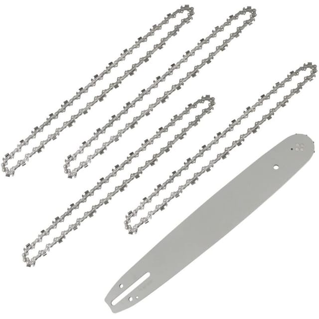 Fliti 35 Cm Führungsschiene Für Kettensägen – 4 Ketten Inklusive, 3/8″ Teilung, 52 Treibglieder, 1,3 Mm Treibgliedstärke, Niedriges Profil