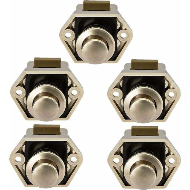 Fliti Wohnmobil-türriegel – Druckknopfverschluss Aus Metall Und Abs, 14–16 Mm Dick, Nickel-finish, 5er-pack