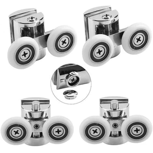 Fliti Doppel-duschtürrollen – Set Mit 4 Zinklegierungsrollen Ø23 Mm Mit Edelstahlkugellagern – Schnellmontage