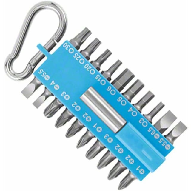 Fliti Set Mit 21 Universellen Blauen Schraubendreherbits Inklusive Bithalter Und Karabiner – Kompatibel Mit Bohrmaschinen Und Schraubendrehern