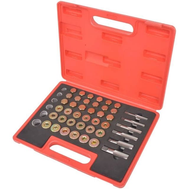 Fliti Ölablassschrauben-gewindereparaturset  – 4 Größen (m12x1,25, M14x1,5, M16x1,5, M18x1,5) – Edelstahl – 12-teilig