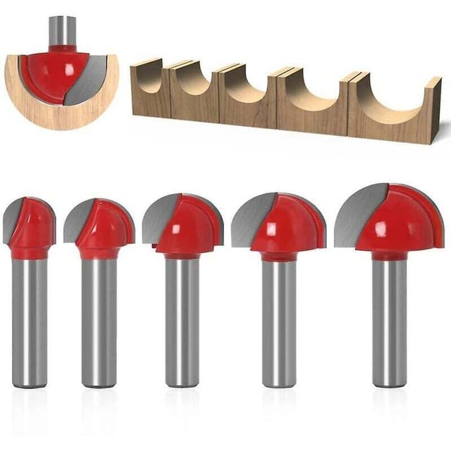 Fliti Hss-hartmetall-rundnutfräser Für Holz, 5-teiliges Set – Schäfte 12/16/19/22/25 Mm, Schnittdurchmesser 8 Mm, Für Präzises Nutenfräsen