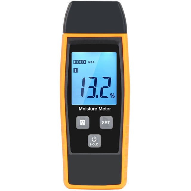 Fliti Feuchtigkeitsmessgerät Für Wände, Holz Und Mörtel – Gelb Hinterleuchtetes Lcd-display, Präzise Messung Des Wassergehalts