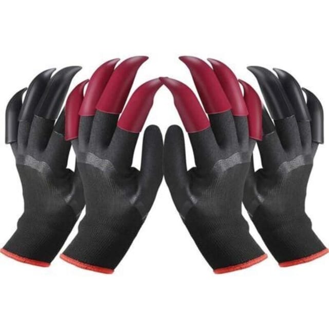 Wasserdichte Gartengeräte – 2 Paar, Größe 26 × 11 Cm, Mit Je 8 Rot/schwarzen Zinken, Ideal Zum Graben Und Für Arbeiten Im Freien