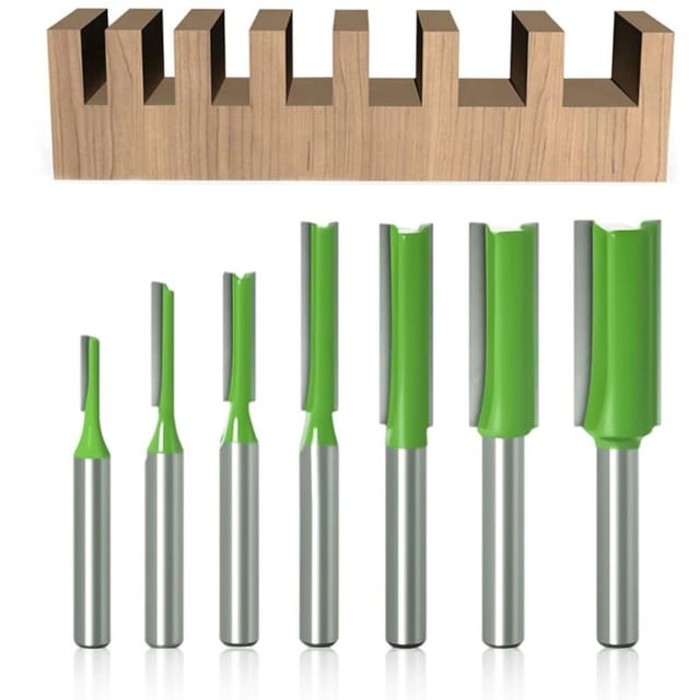 Fliti Gerade Hartmetall-fräser – Set Mit 7 Fräsern (3–12 Mm, 6 Mm Schaft, Ein- Und Zweischneidig)