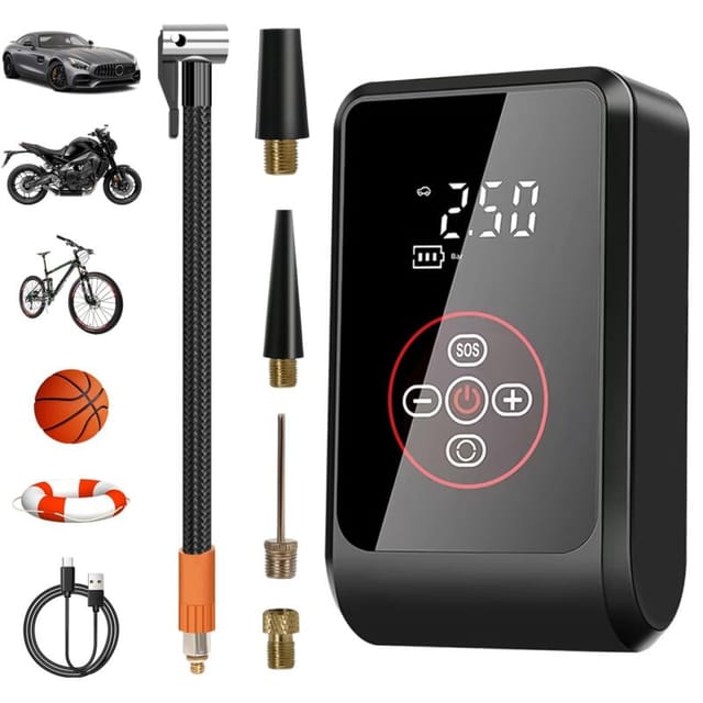 Fliti 150 Psi Akku-luftkompressor – 4000 Mah Akku, Integriertes Lcd-display Und Led-leuchte – Für Auto & Motorrad
