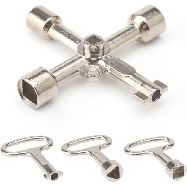 Fliti Universal-6-wege-schlüssel Für Elektroschränke – 8-mm-dreieck, 3/4-zoll-innensechskantschlüssel, Wasserzähler- Und Abfallbehälteröffnung