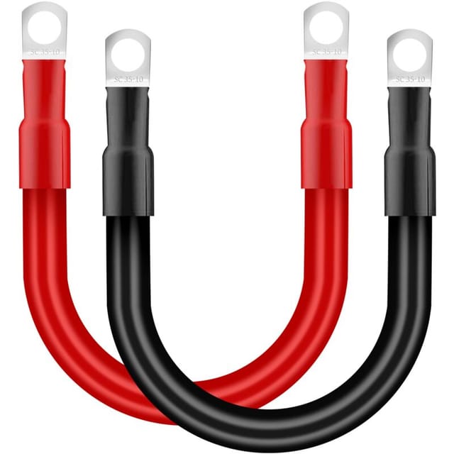 Fliti Batteriekabel 2awg (35 Mm²) 30 Cm Rot Und Schwarz – 2 Stück Mit M10 Ringkabelschuhen Für Auto, Lkw, Boot Und Solaranlagen