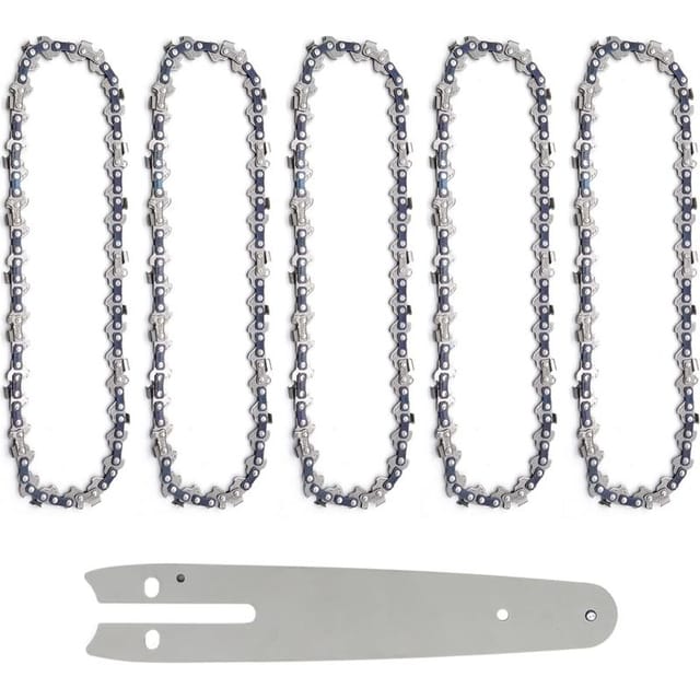 Fliti 15 Cm (6 Zoll) Kettensägenkette – 5-teiliges Set Für Kleine Führungsschienen, Kompatibel Mit Gartengeräten, Gehärteter Stahl