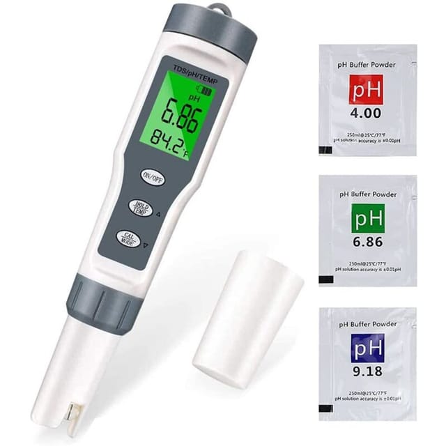 Fliti 3-in-1 Ph-/tds-/temperaturmessgerät Für Schwimmbäder Und Aquarien – Hintergrundbeleuchtetes Lcd-display, Hohe Genauigkeit, Inklusive Schutzhülle