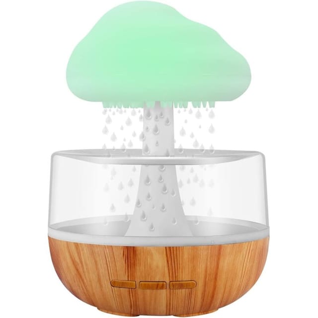 Fliti Luftbefeuchter Mit Regenlicht Und Ätherischem Öldiffusor – 7 Farbige Leds, Leiser Betrieb, Für Schlafzimmer, Büro Und Entspannung