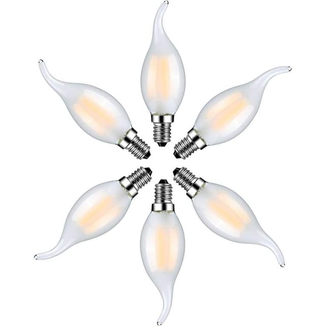 Fliti E14 4w Led-flammenlampen, Warmweiß 2700k, 6er-pack, Milchglas, Für Kronleuchter Und Dekorative Beleuchtung