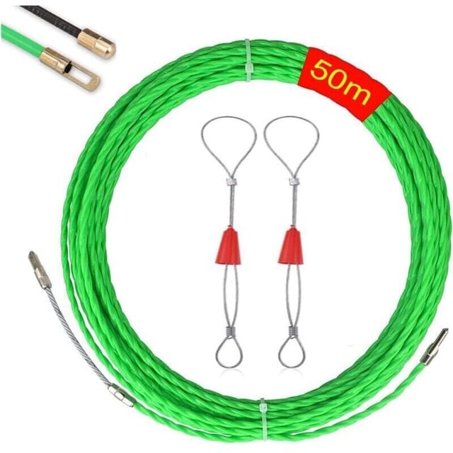 Fliti Spiral-einziehhilfe Für Flexible Elektrische Leitungen – 50 M, 4,5 Mm Durchmesser, Mit 2 Führungsköpfen Zum Einfachen Einziehen Durch Rohre