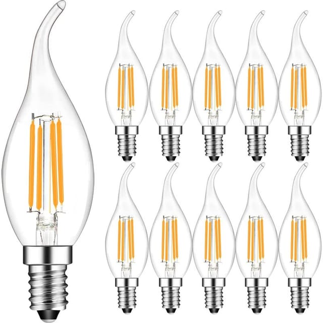 Fliti Led-filament-kerzenlampen E14 4w, 10er-pack, 2700k Warmweiß, 360° Abstrahlwinkel, Nicht Dimmbar, Schutzklasse F