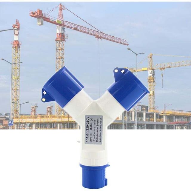 Fliti Ip44 Wasserdichte Industriesteckdose 220 V Blau 16 A Mit Schutzkappe – 2-poliger Stecker + Erdung