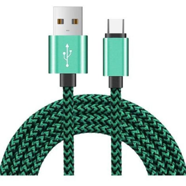 Fliti Schnellladekabel Usb-c, 2 M – Geflochten Aus Grünem Nylon, Robust Und Flexibel, Kompatibel Mit Smartphones Und Tablets