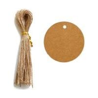 Fliti Runde Kraftpapier-geschenkanhänger, 4 Cm – 100er-packung, Naturfarbene, Unbedruckte Anhänger Für Hochzeiten, Geburtstage Und Weihnachten