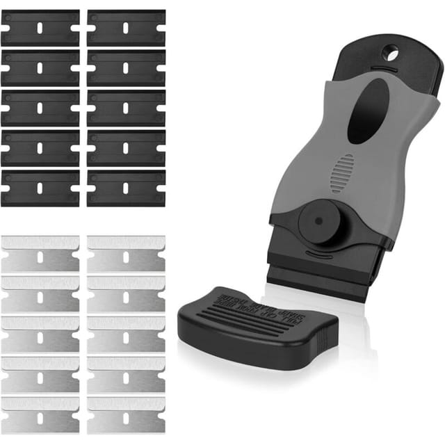 Fliti Schaber Für Cerankochfelder – 20 Austauschbare Klingen (metall + Kunststoff), Ergonomischer Griff, Kompatibel Mit Allen Modellen