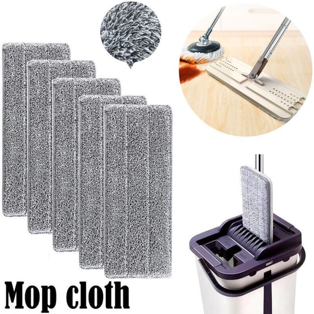 Fliti Mikrofaser-wischmopp-pads Für Flachmopps – 5er-pack, Waschbar, 33 X 12 Cm, Hohe Saugfähigkeit, Abnehmbarer Bezug