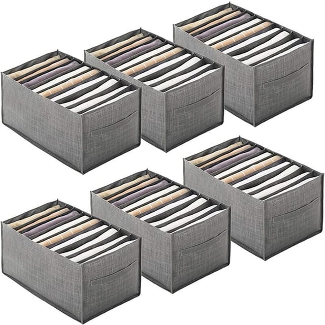 Fliti Schubladenorganizer Für Akten – Set Mit 6 Faltbaren Boxen Aus Vliesstoff, 44 X 25 X 20 Cm, 9 Fächer + Griff