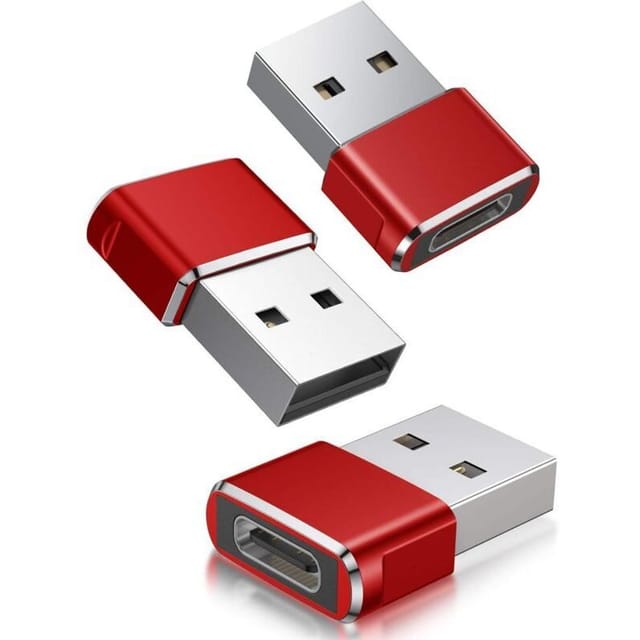 Fliti Usb-c-auf-usb-a-adapter – 3er-pack, Kompatibel Mit Iphone, Ipad, Galaxy, Apple Watch Und Airpods, Rot