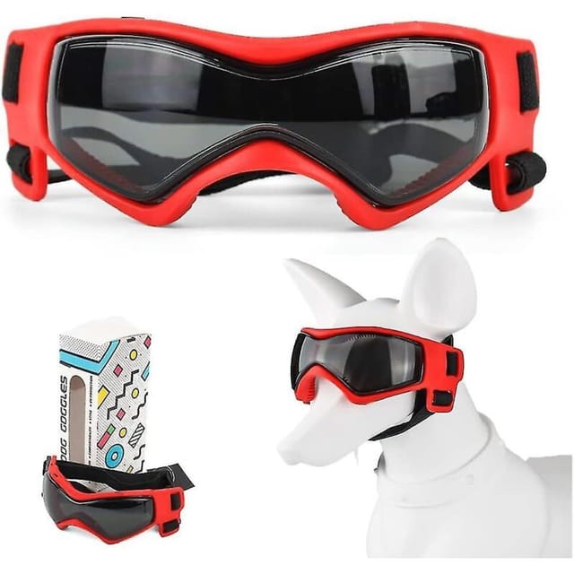 Fliti Hundeschutzbrille – Verstellbar, Uv400 & Wasserdicht – Für Welpen Und Kleine/mittelgroße Hunde – Rot