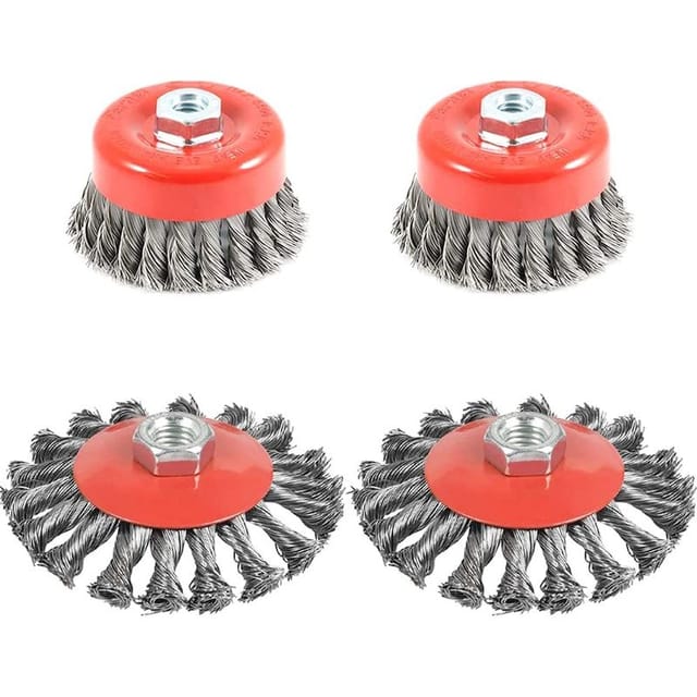 Fliti Konische Metallbürste Für Winkelschleifer – 4 Stück, Gedrehter Stahl, Ø 75 Mm Und 100 Mm, M14-gewinde